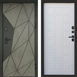 Входная дверь Termo-door Геометрия Бетон - Престиж Белое дерево