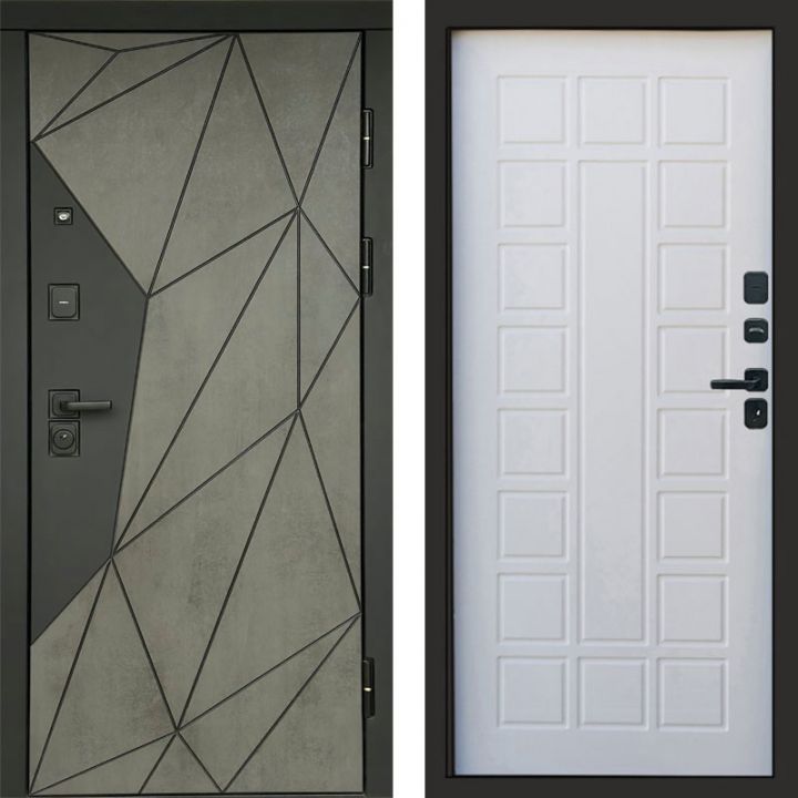 Входная дверь Termo-door Геометрия Бетон - Престиж Белое дерево