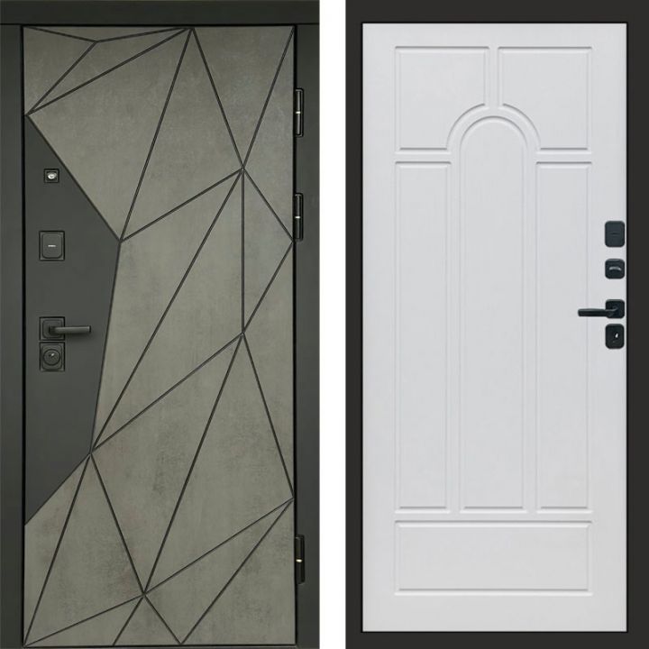 Входная дверь Termo-door Геометрия Бетон - Арка Белое дерево