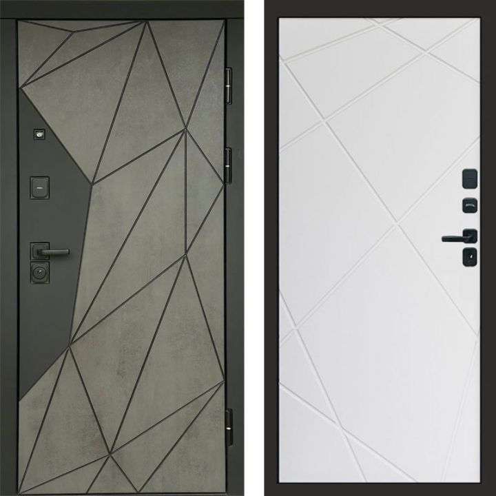 Входная дверь Termo-door Геометрия Бетон - Лучи Белый