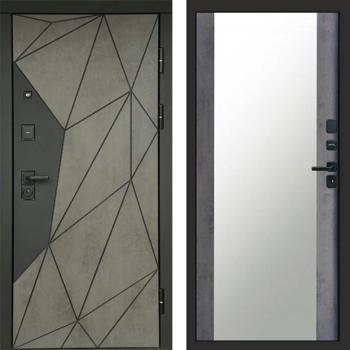 Входная дверь Termo-door Геометрия Бетон - Зеркало Бетон темный