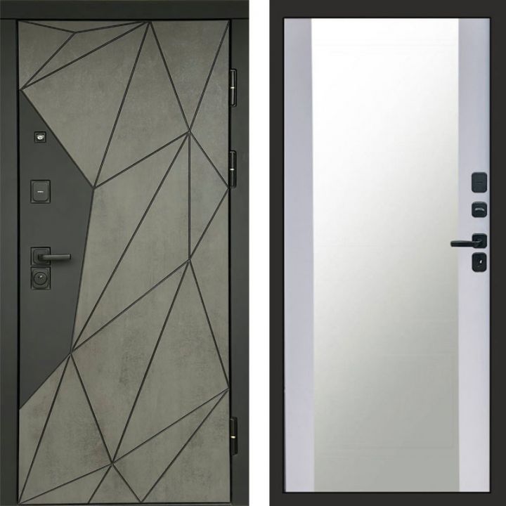 Входная дверь Termo-door Геометрия Бетон - Зеркало Белый софт