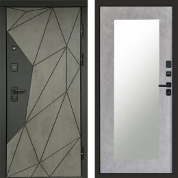 Входная дверь Termo-door Геометрия Бетон - Зеркало триумф Бетон светлый