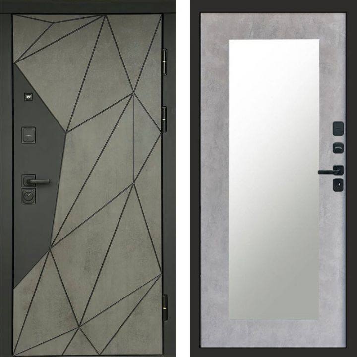 Входная дверь Termo-door Геометрия Бетон - Зеркало триумф Бетон светлый