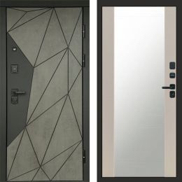 Входная дверь Termo-door Геометрия Бетон - Зеркало Слоновая кость