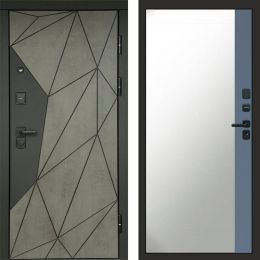 Входная дверь Termo-door Геометрия Бетон - Широкое Зеркало Фацет Грей софт