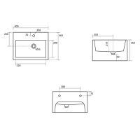 Раковина подвесная Kerasan Kanaal 5740 60х46,5 см схема 2