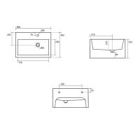 Подвесная раковина Kerasan Kanaal 5741 80х46,5 см схема 2