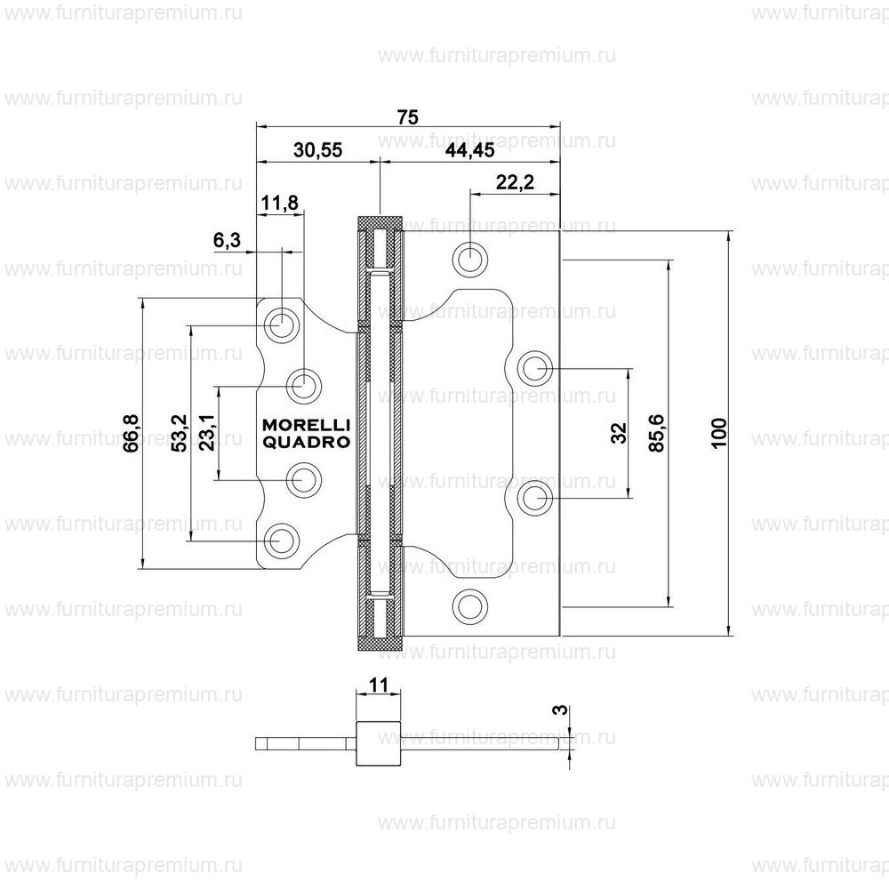 Дверная петля Morelli Quadro-1 накладная