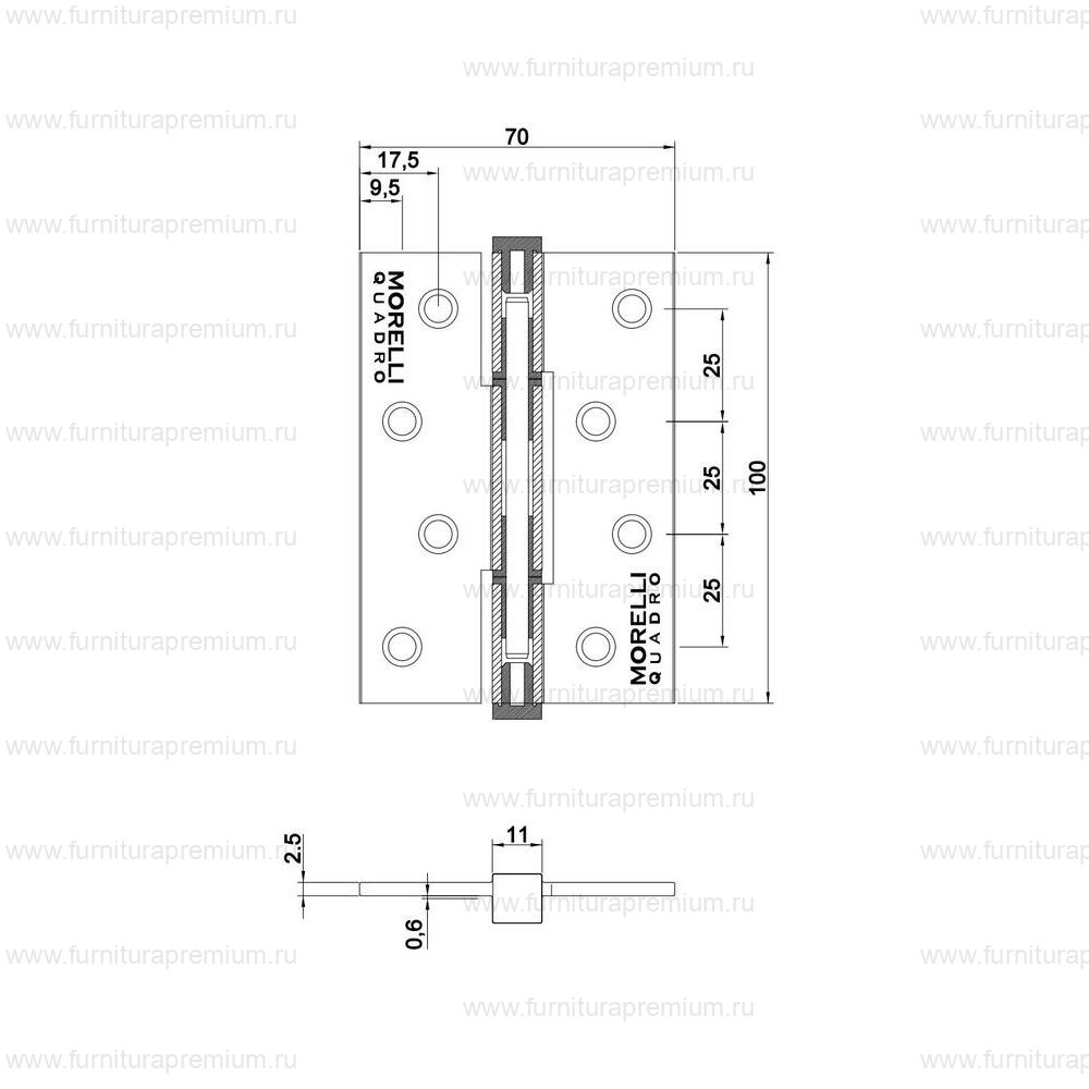 Дверная петля Morelli Quadro-2 врезная
