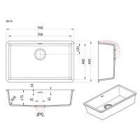 Прямоугольная мойка для кухни Kolpa-San Beta 40x70 см схема 2