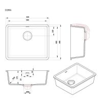 Прямоугольная мойка для кухни Kolpa-San Cora 40x50 см схема 2