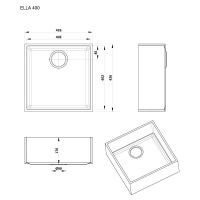 Квадратная мойка для кухни Kolpa-San Ella 40x40 см схема 2