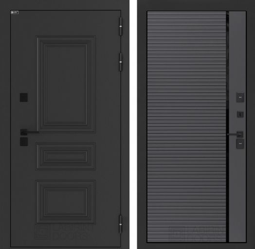 Входная дверь Лабиринт Аляска Лайт - 22 Графит софт, черная вставка с терморазрывом