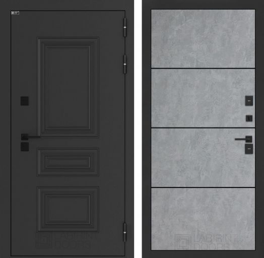 Входная дверь Лабиринт Аляска Лайт - 25 Бетон светлый (черная вставка) с терморазрывом