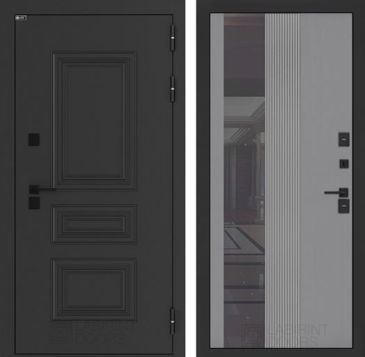 Входная дверь Лабиринт Аляска Лайт - 32 Зеркало серый софт рельеф с терморазрывом