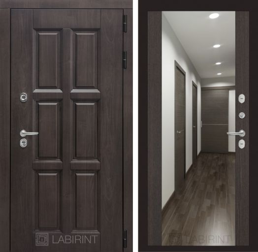 Входная дверь Лабиринт Лондон - Зеркало максимум Венге с терморазрывом