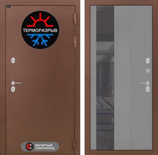 Входная дверь Лабиринт Термомагнит - 32 Серый софт рельеф с терморазрывом