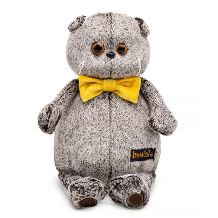 Мягкая игрушка «Кот Басик», с рыжим бархатным бантом, 22 см