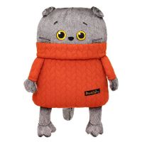 Мягкая игрушка-подушка «Кот в свитере с косами», 32 см