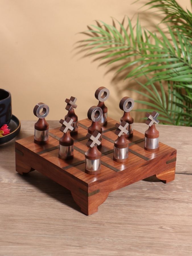 Настольная игра «Крестики-нолики», 20?20 см, манговое дерево, алюминий