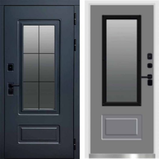 Входная дверь Termo-door Эверест - Грей софт, белый короб с терморазрывом и стеклопакетом