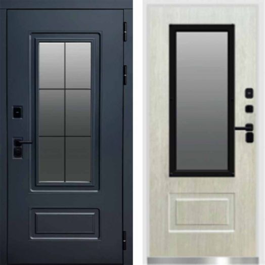 Входная дверь Termo-door Эверест - Лиственница, белый короб с терморазрывом и стеклопакетом