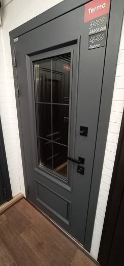 Входная дверь с терморазрывом и стеклопакетом АСД Эльбрус - Лайт грей софт