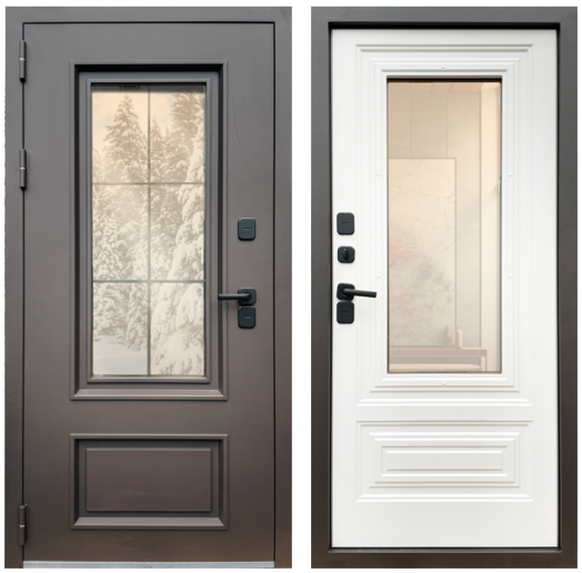 Входная дверь с терморазрывом и стеклопакетом Аляска RAL 8019 - Белый