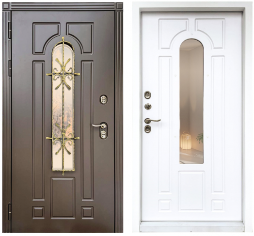 Входная дверь с терморазрывом и стеклопакетом Лацио Эмаль RAL 8019 - Белый