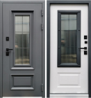 Входная дверь с терморазрывом и стеклопакетом Рекс 32 Эльбрус Искра серая - Белый