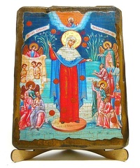 Икона Пресвятой Богородицы "Всех скорбящих радость  (с грошиками),  под старину 17х23 см
