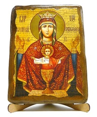 Икона Пресвятой Богородицы "Неупиваемая чаша" под старину 17х23 см