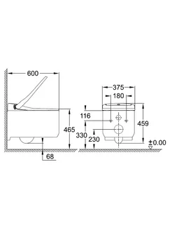 Безободковый подвесной унитаз Grohe Sensia Arena 39354SH1 с функцией биде ФОТО