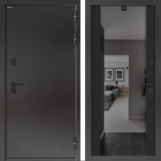 Входная дверь с терморазрывом Бункер BN 10 Тепло Плюс - Зеркало максимум с тонировкой Черный кварц