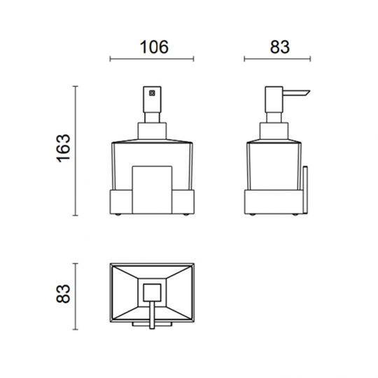 Дозатор Oasis Square 0SQR01901600011 для жидкого мыла настенный схема 4