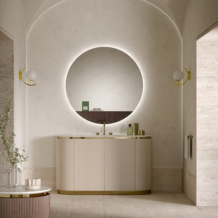 Изображение Комплект мебели №2 Oasis Naos 146х56x85 см три напольные тумбы и мраморный топ