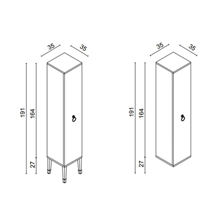 Колонна Oasis Lutetia 35х35х164 см подвесная левая 1 дверца ФОТО