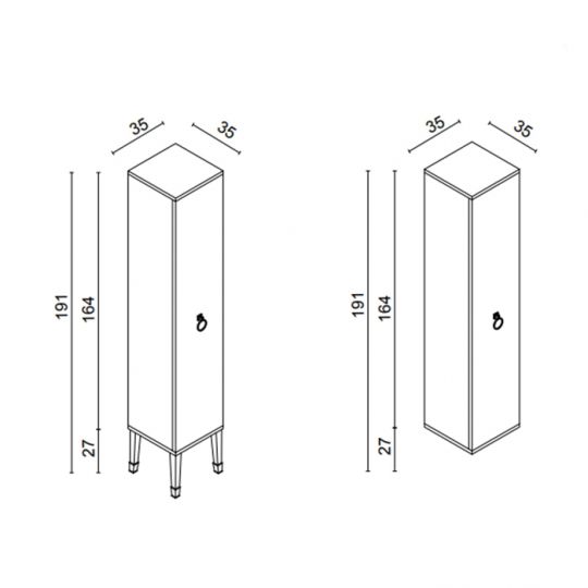 Колонна Oasis Lutetia 35х35х164 см подвесная левая 1 дверца схема 2