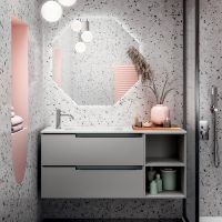 Комплект мебели №20 Oasis Profilo 120х38х200 см подвесные тумбы и столешница с интегрированной раковиной схема 1