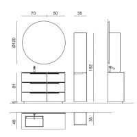 Комплект мебели №18 Oasis Profilo 120х46х220 см напольные тумбы и столешница с раковиной схема 2