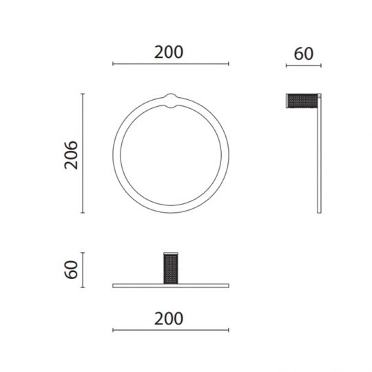 Полотенцедержатель-кольцо Oasis Defile 0AGD003 подвесной схема 4