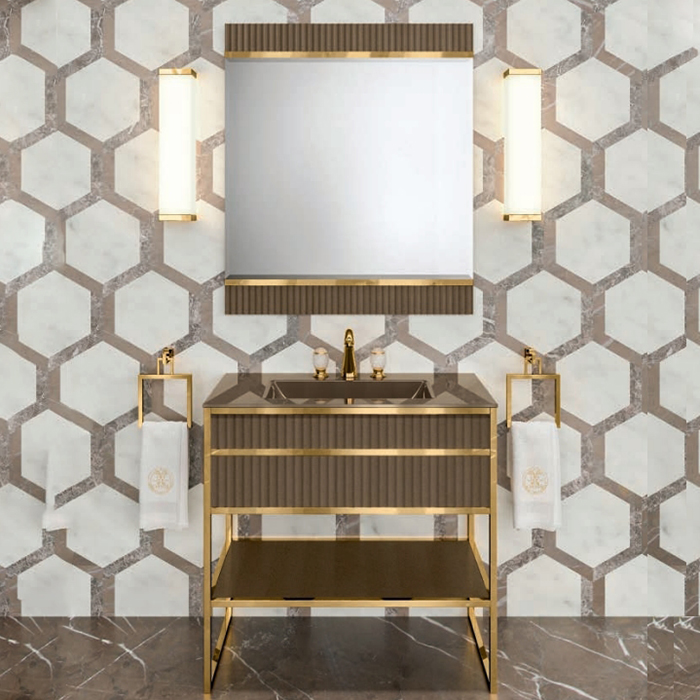 Изображение Комплект мебели №21 Oasis Academy 85х53х200 см напольная консоль с интегрированной в столешницу раковиной