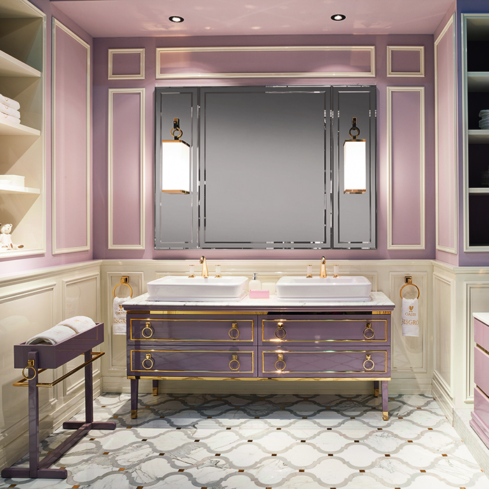 Изображение Комплект мебели №14 Oasis Lutetia 180х56х230 см напольная консоль с раковиной и столешницей