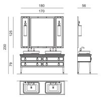 Комплект мебели №14 Oasis Lutetia 180х56х230 см напольная консоль с раковиной и столешницей схема 2
