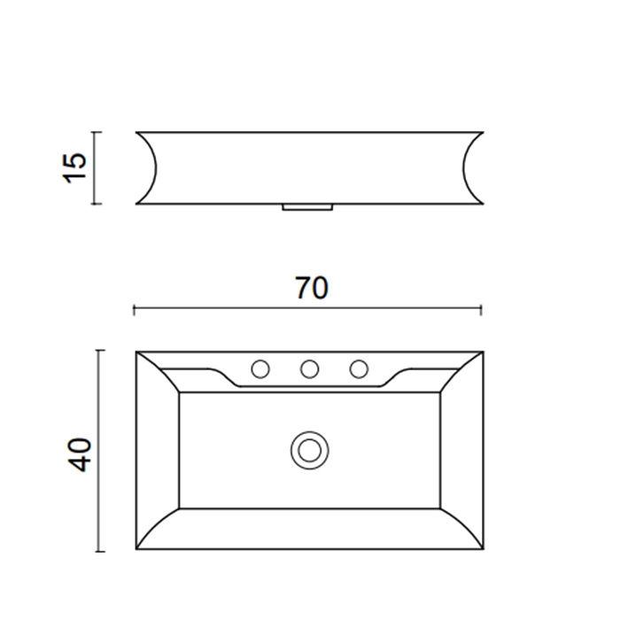 Раковина Oasis OPT95 70х40 см накладная с тремя отверстиями ФОТО