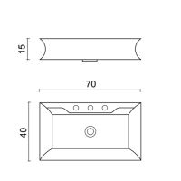 Раковина Oasis OPT95 70х40 см накладная с тремя отверстиями схема 2