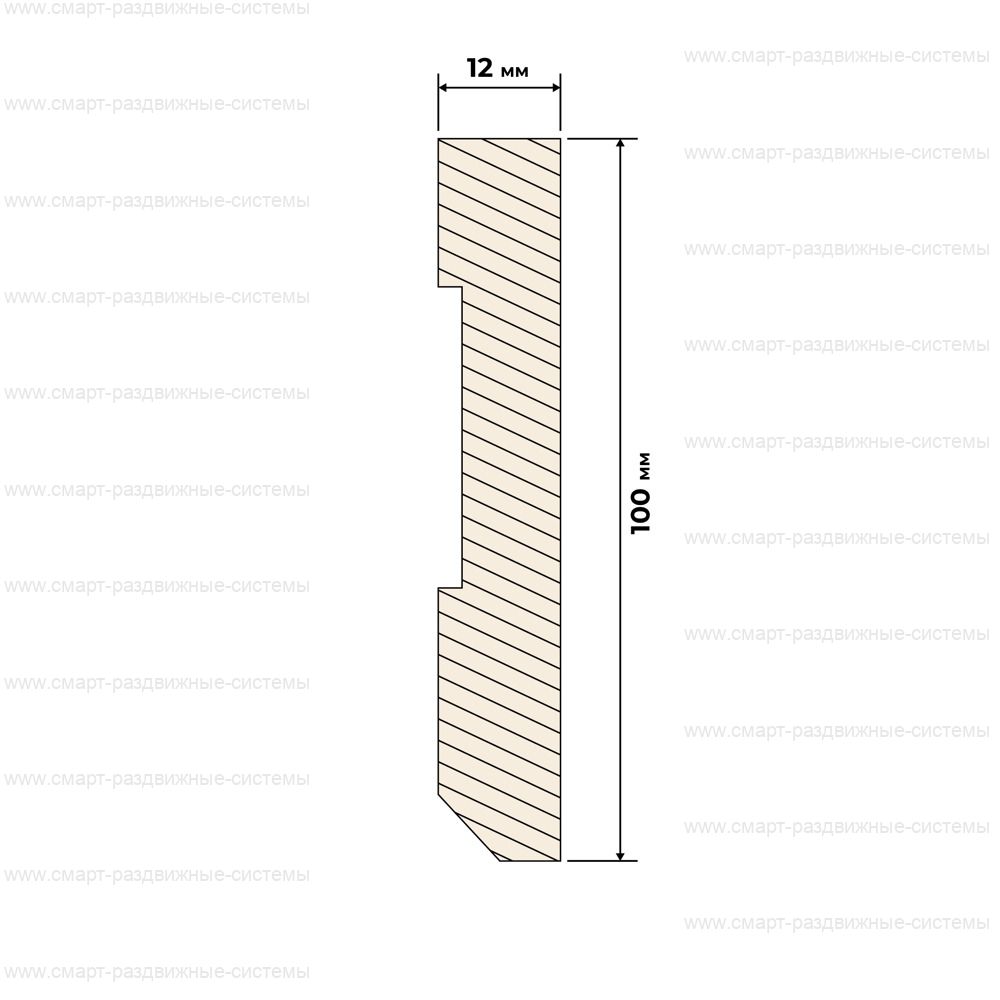 Вставка в скрытый плинтус из МДФ 100/120 мм
