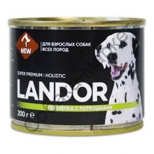 Влажный корм LANDOR для собак всех пород перепелка с потрошками 200гр