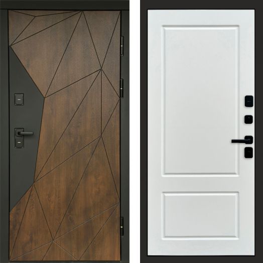 Входная дверь Termo-door Премиум винорит Геометрия Дуб с терморазрывом - Марсель Белый софт